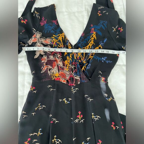 Anthropologie Feather Bone Black Printed Jumpsuit Size 0 - Picture 8 of 9